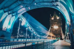 time lapse photo of tower bridge during night